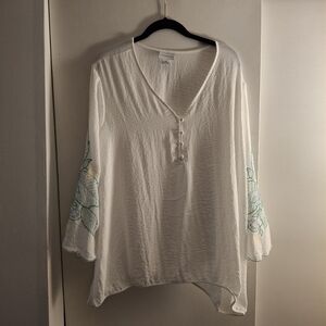 Liz Claiborne White Sheer Floral Women's Top